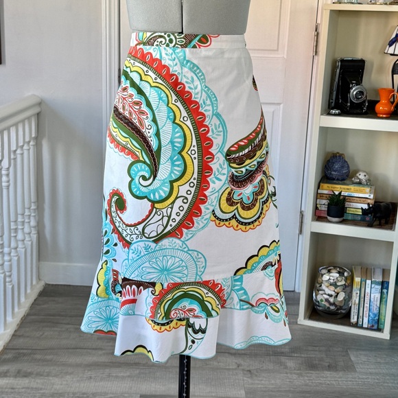 Bogner Dresses & Skirts - Bogner Paisley Pattern Cotton A-Line Skirt with Ruffle Hem (size 6)